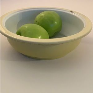 Vintage Yellow Enamel Rustic Mixing Bowl